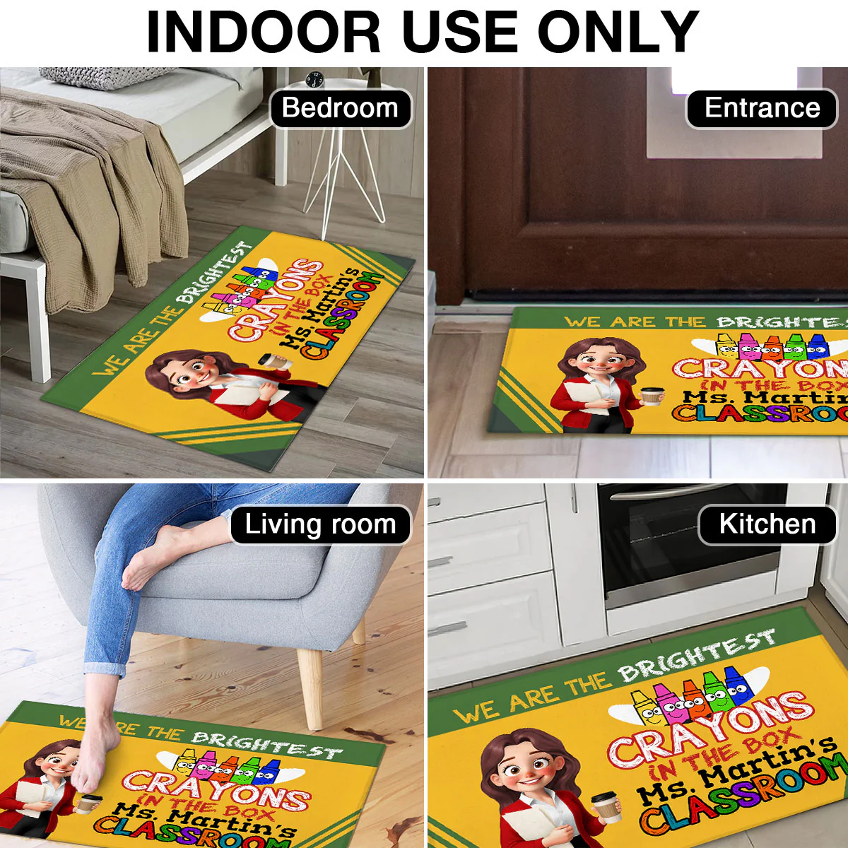 Crayon Box We're The Brightest Crayons Cute Cartoon Teacher Personalized Doormat - Image 8