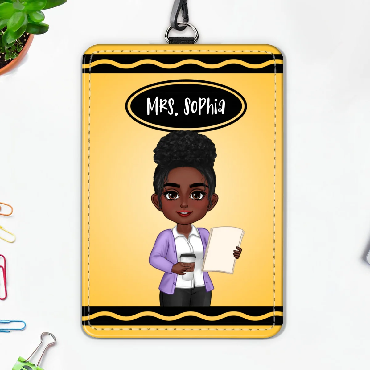 Crayon Themed Teacher Name Personalized ID Badge Holder, Back To School Gift - Image 8