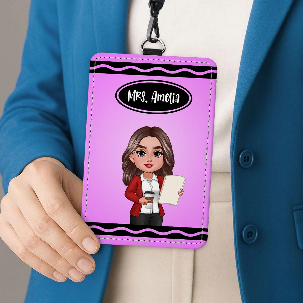 Crayon Themed Teacher Name Personalized ID Badge Holder, Back To School Gift - Image 10