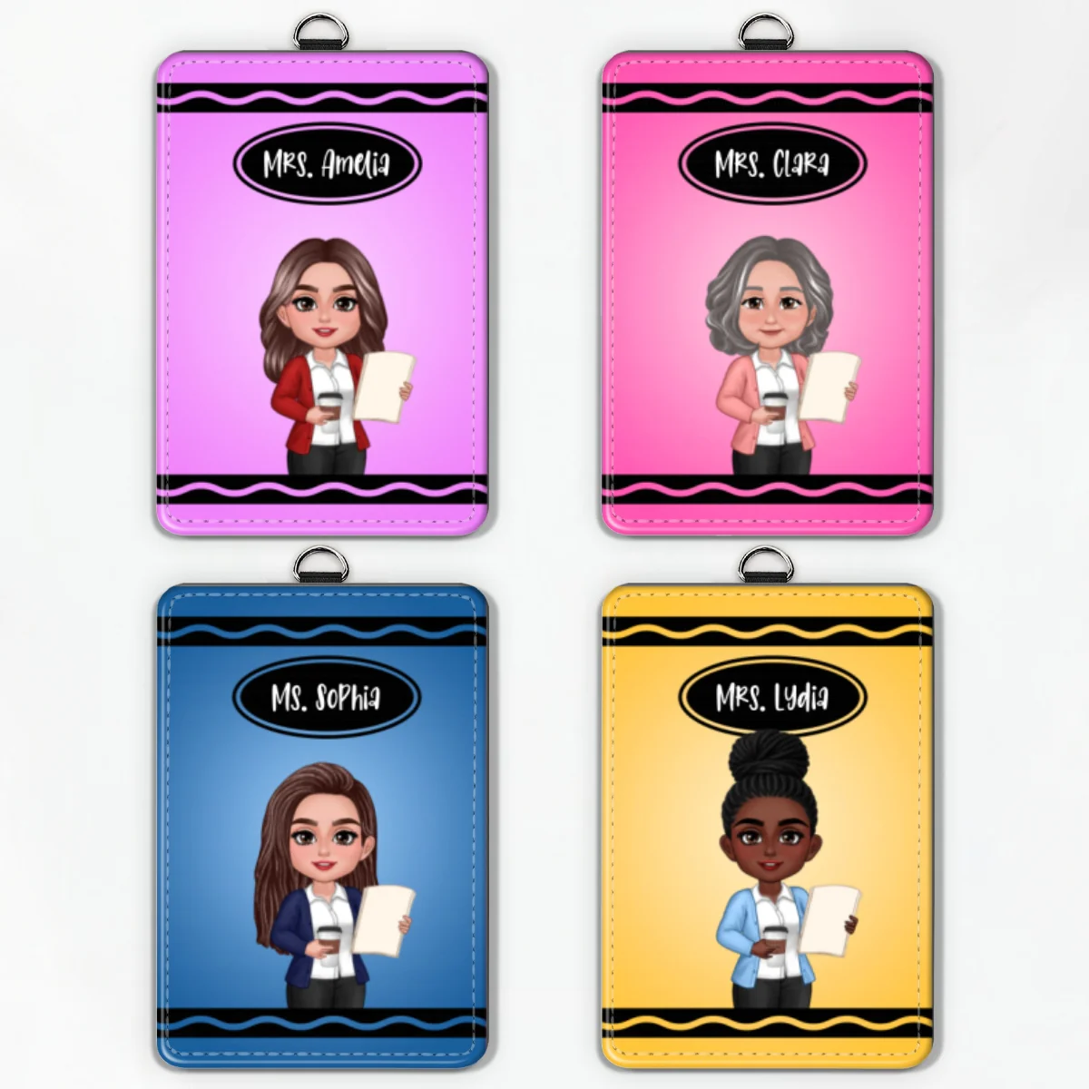Crayon Themed Teacher Name Personalized ID Badge Holder, Back To School Gift - Image 14
