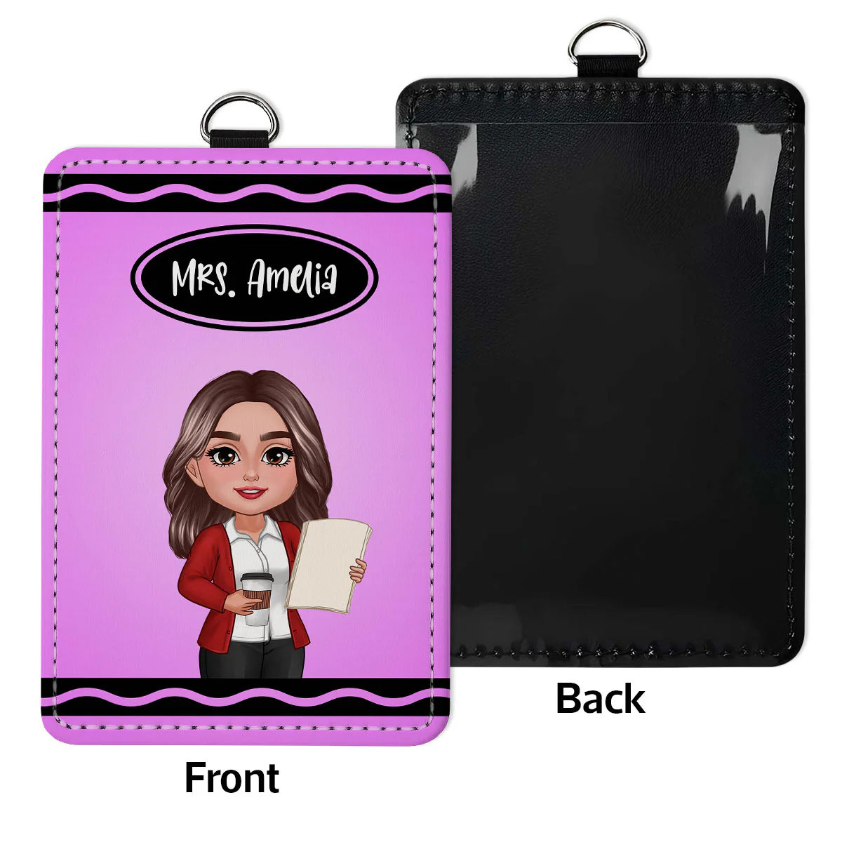 Crayon Themed Teacher Name Personalized ID Badge Holder, Back To School Gift - Image 5