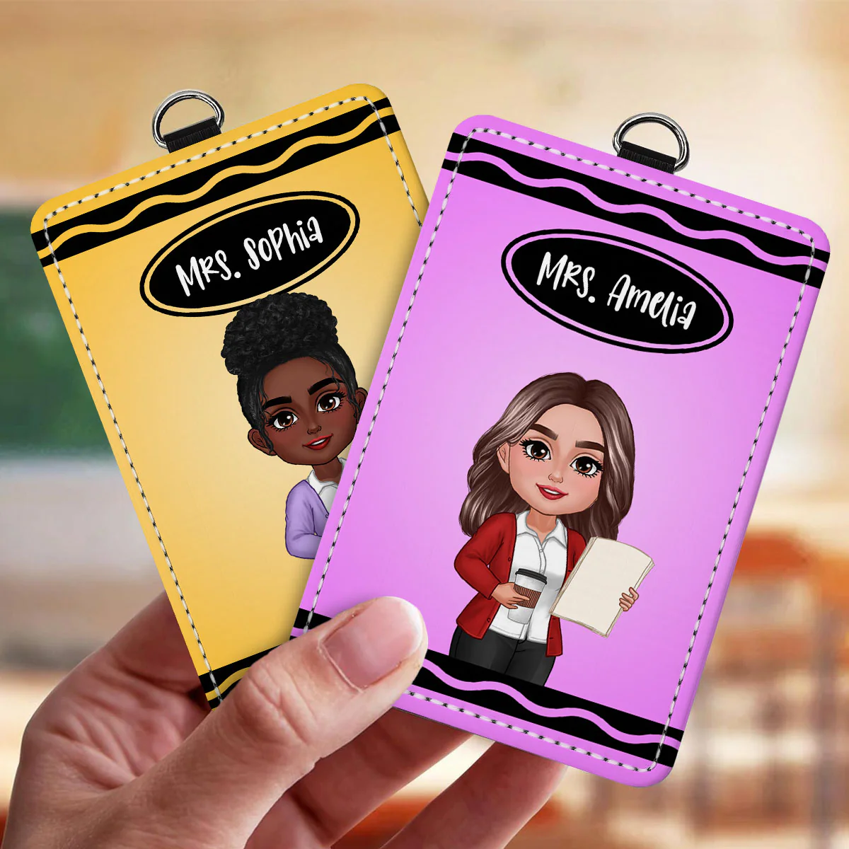 Crayon Themed Teacher Name Personalized ID Badge Holder, Back To School Gift - Image 7