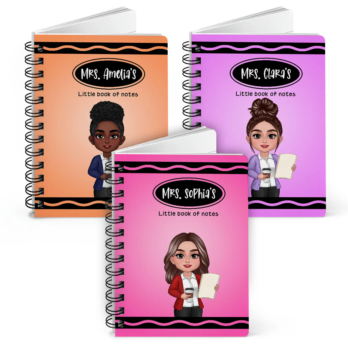 Crayon Themed Teacher Name Personalized Spiral Notebook Journal, Back To School Stationery - Image 11