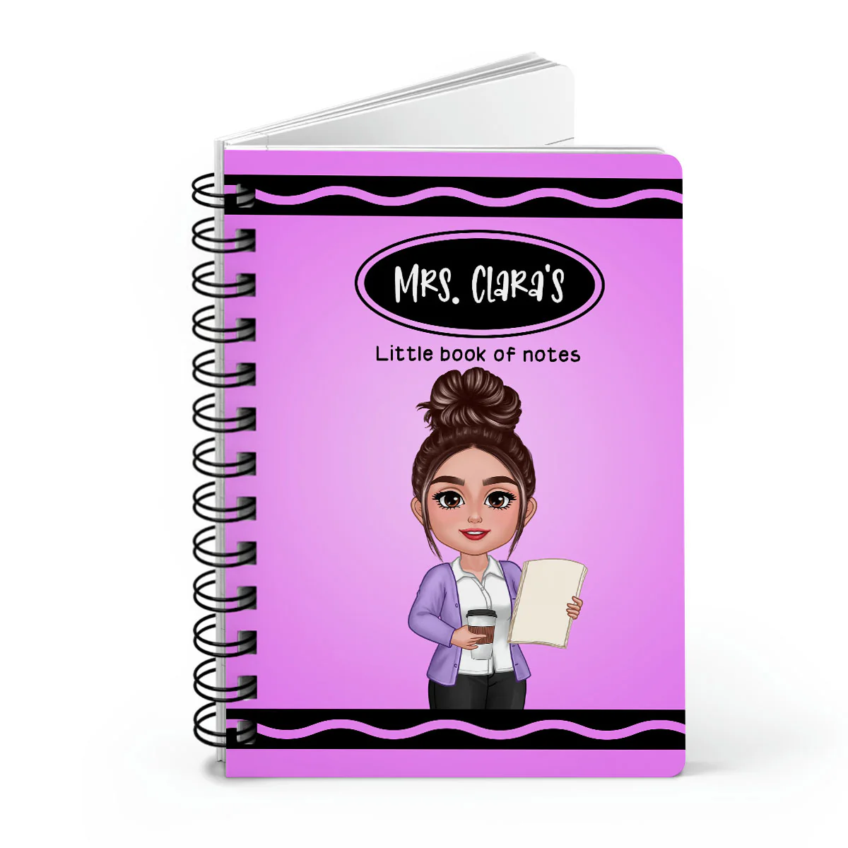 Crayon Themed Teacher Name Personalized Spiral Notebook Journal, Back To School Stationery - Image 2