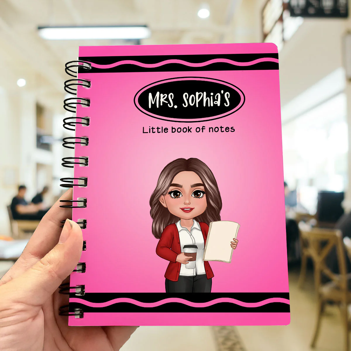 Crayon Themed Teacher Name Personalized Spiral Notebook Journal, Back To School Stationery - Image 4