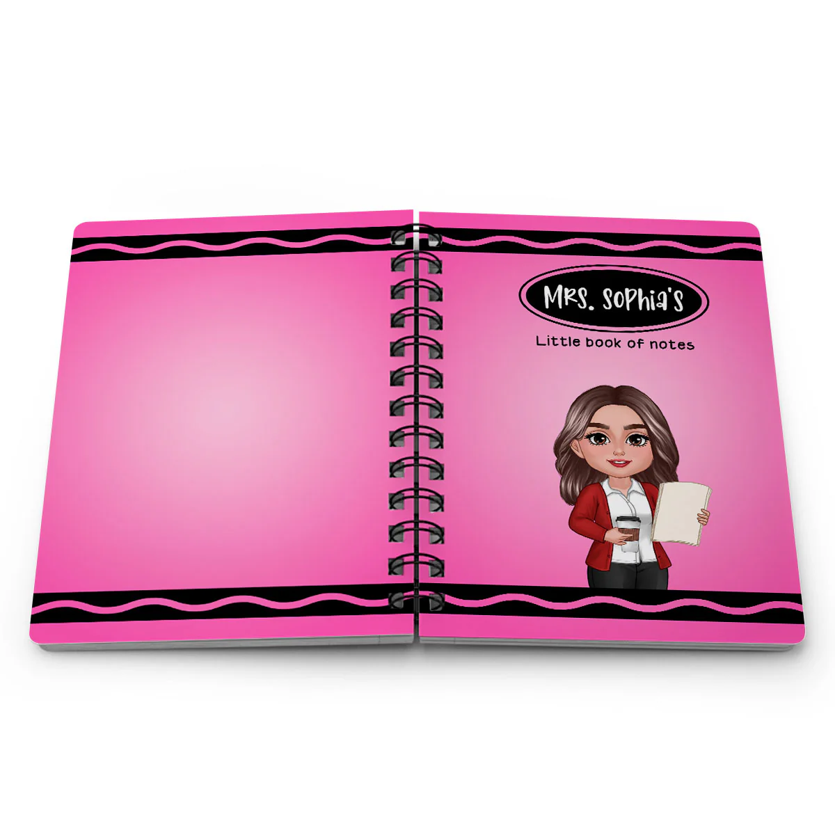 Crayon Themed Teacher Name Personalized Spiral Notebook Journal, Back To School Stationery - Image 6
