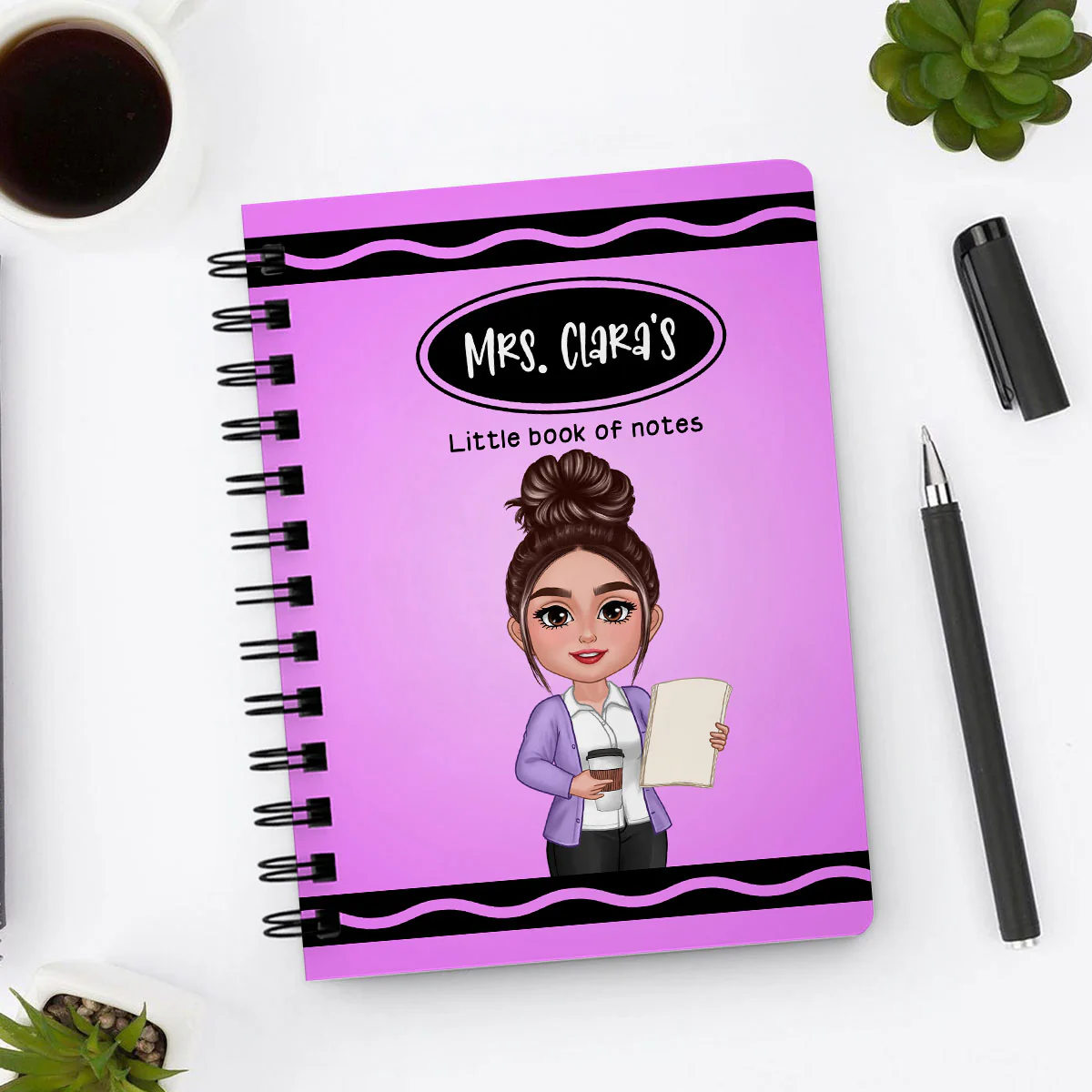 Crayon Themed Teacher Name Personalized Spiral Notebook Journal, Back To School Stationery - Image 8