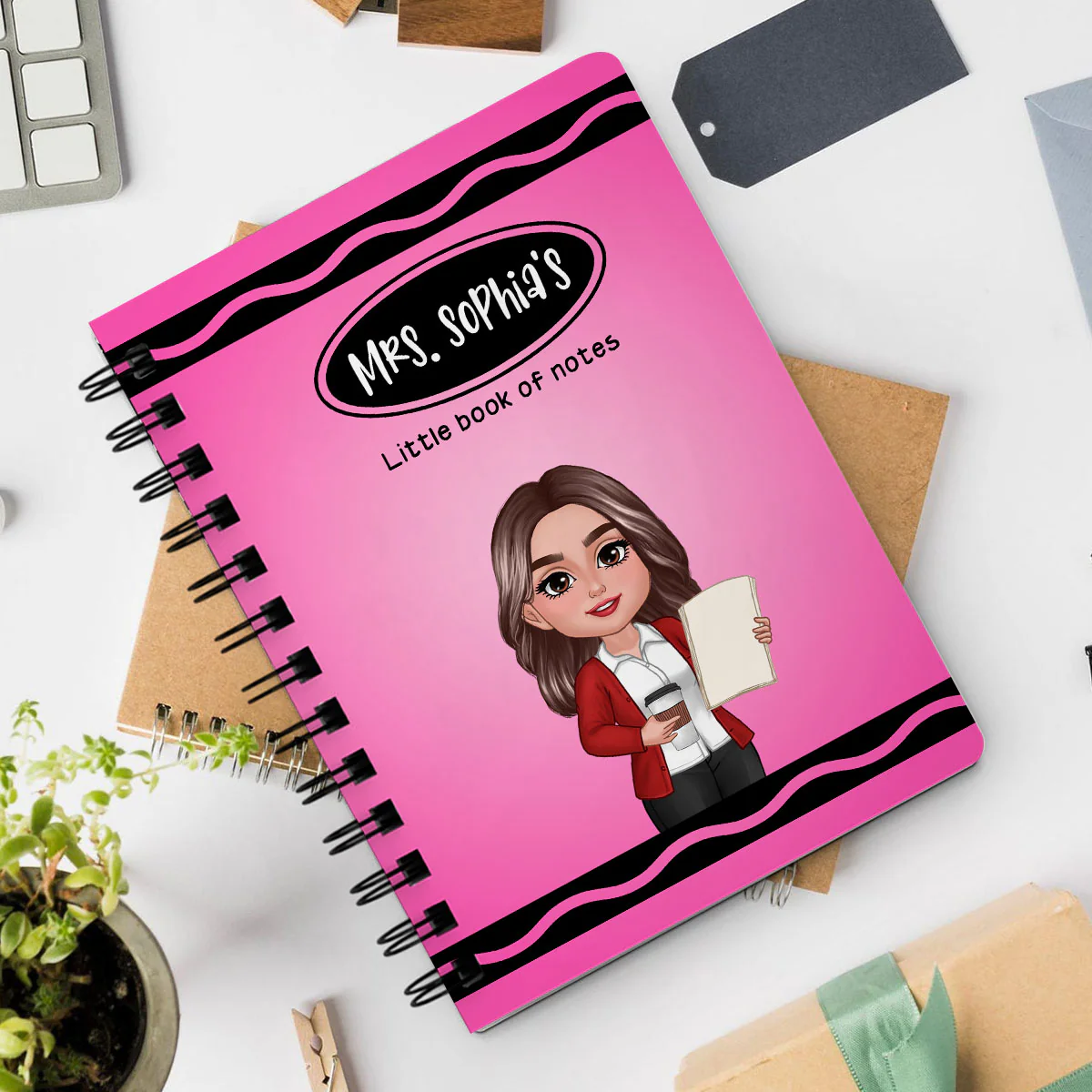 Crayon Themed Teacher Name Personalized Spiral Notebook Journal, Back To School Stationery - Image 9