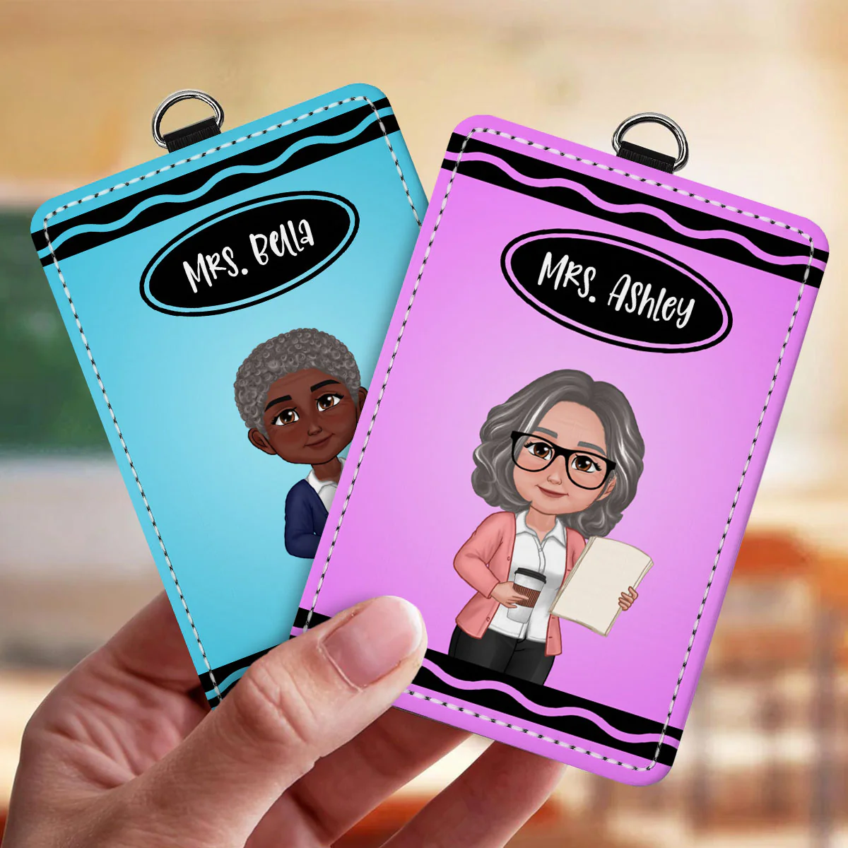 Crayon Themed Teacher Name Personalized ID Badge Holder, Back To School Gift - Image 6