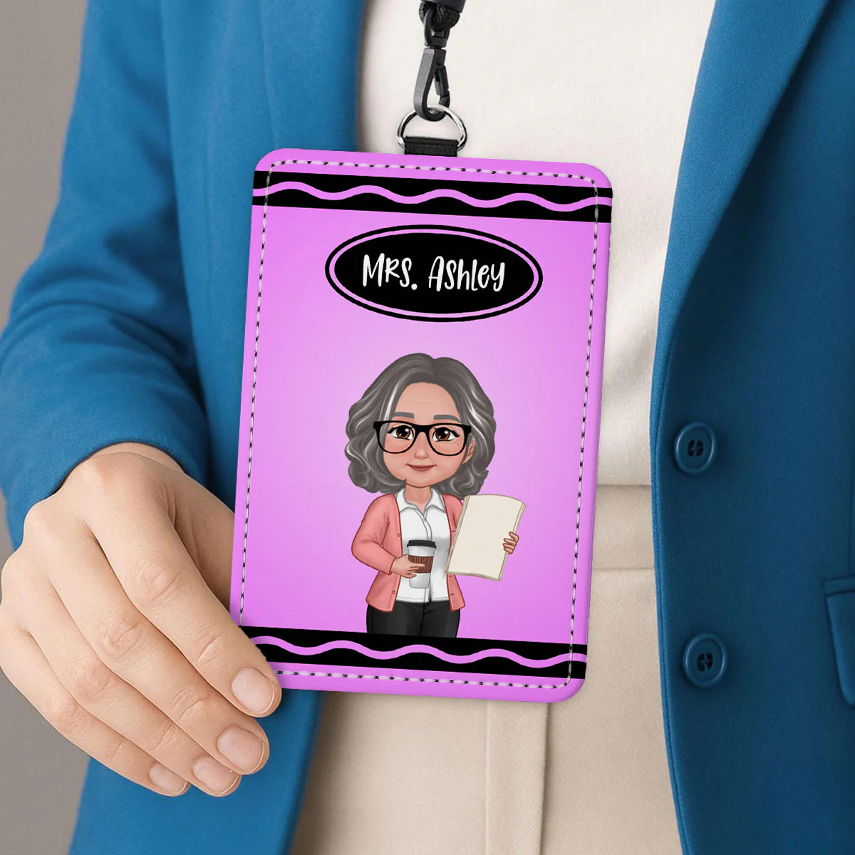 Crayon Themed Teacher Name Personalized ID Badge Holder, Back To School Gift - Image 8