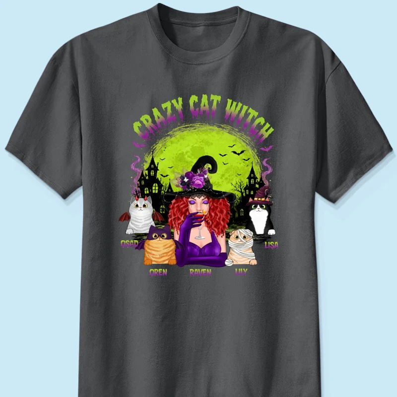 Crazy Cat Witch - Personalized Shirt - Halloween Gift for Cat Moms, Cat Lovers - Image 11