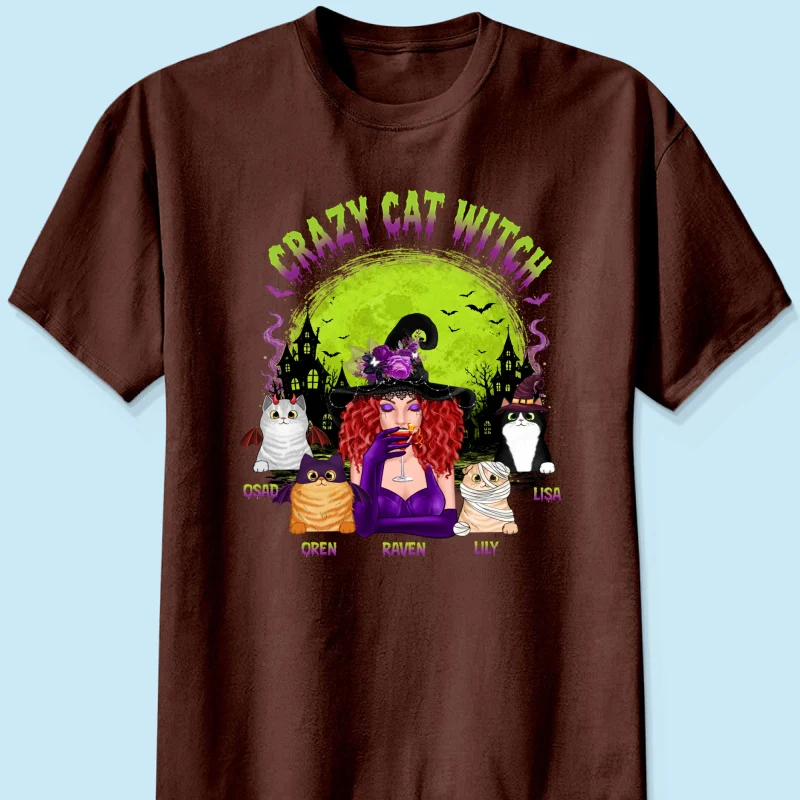 Crazy Cat Witch - Personalized Shirt - Halloween Gift for Cat Moms, Cat Lovers - Image 12