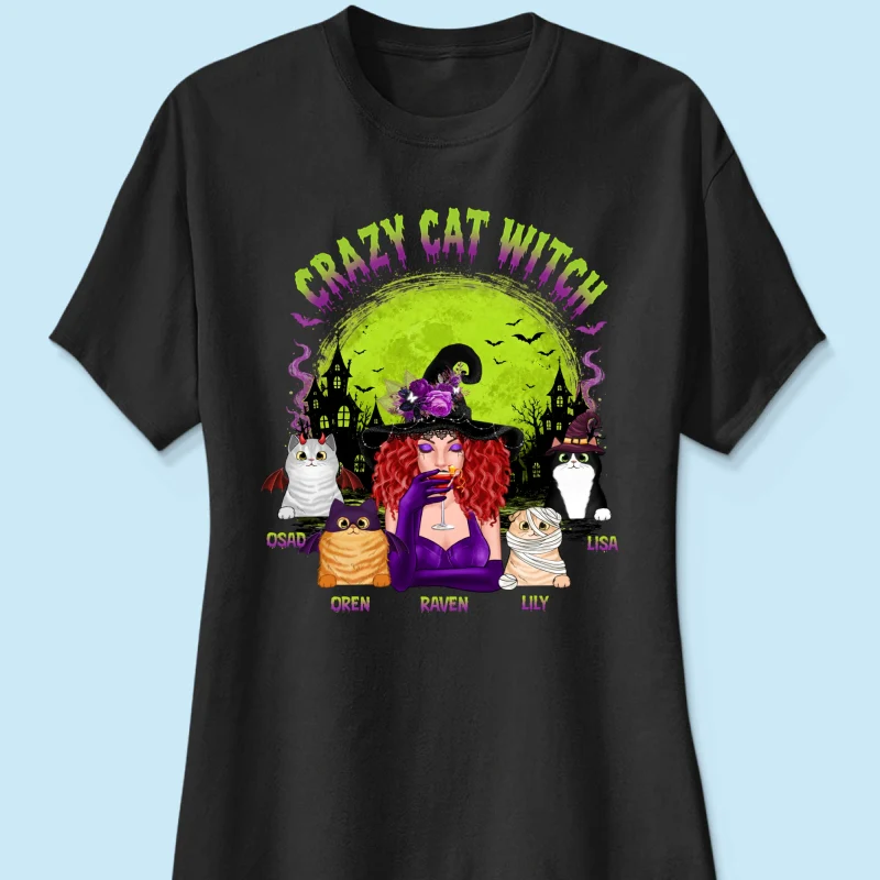 Crazy Cat Witch - Personalized Shirt - Halloween Gift for Cat Moms, Cat Lovers - Image 13