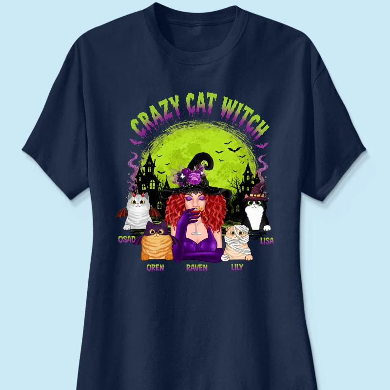 Crazy Cat Witch - Personalized Shirt - Halloween Gift for Cat Moms, Cat Lovers - Image 14