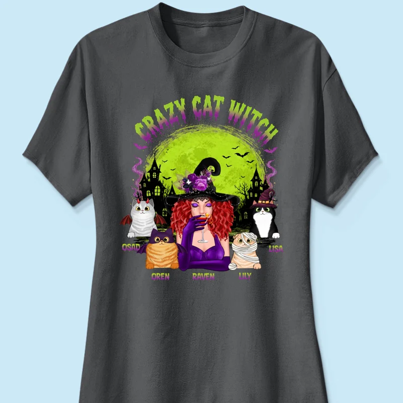 Crazy Cat Witch - Personalized Shirt - Halloween Gift for Cat Moms, Cat Lovers - Image 15