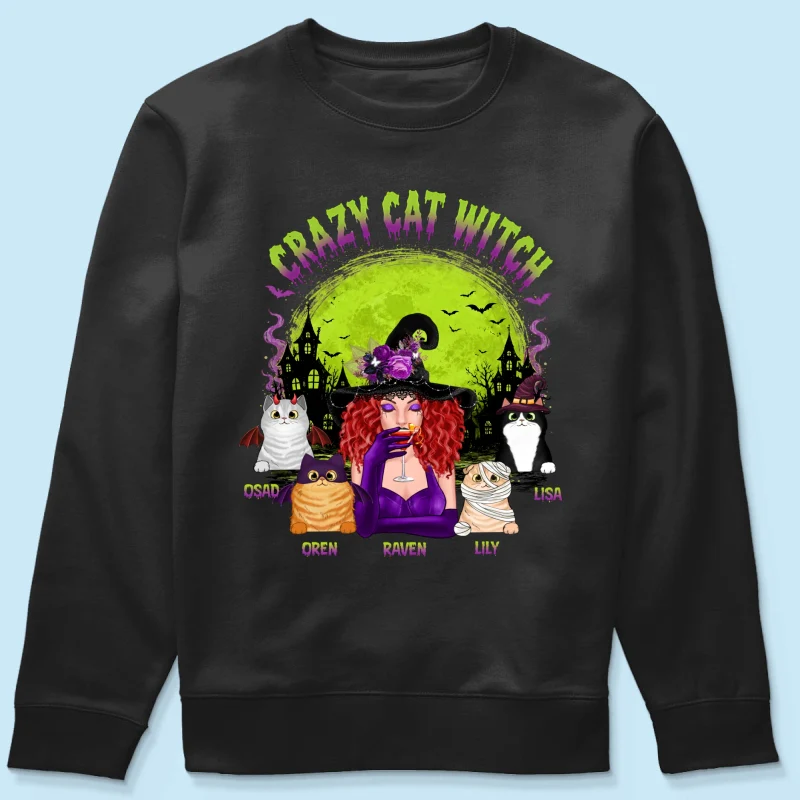Crazy Cat Witch - Personalized Shirt - Halloween Gift for Cat Moms, Cat Lovers - Image 16