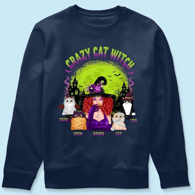 Crazy Cat Witch - Personalized Shirt - Halloween Gift for Cat Moms, Cat Lovers - Image 17