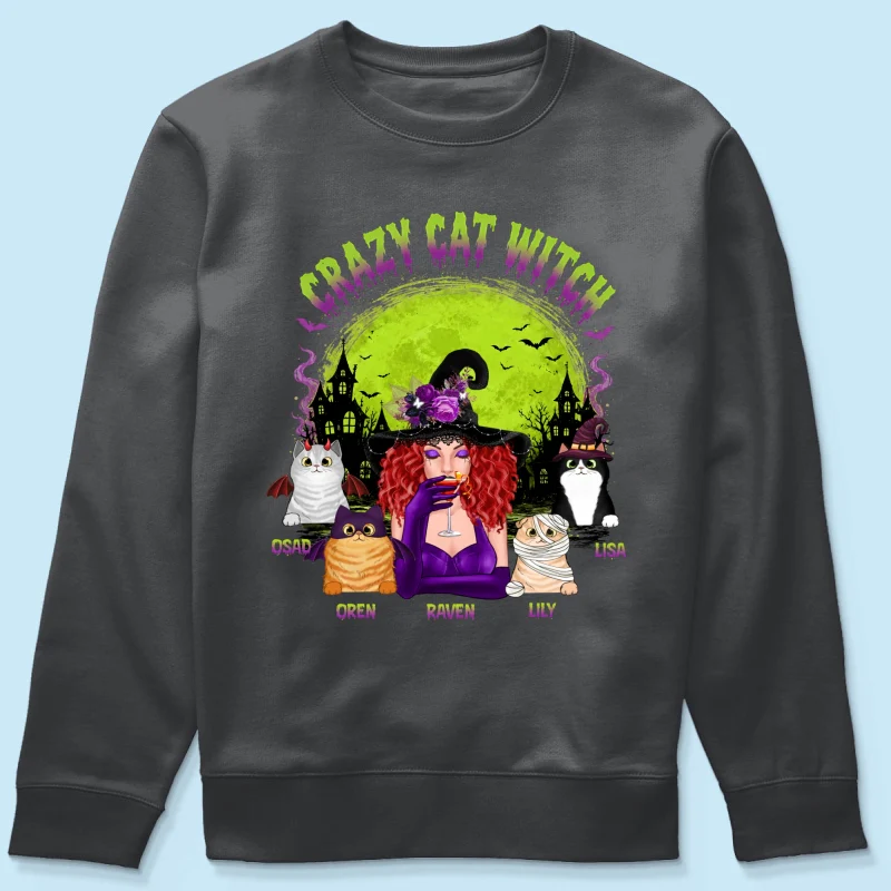 Crazy Cat Witch - Personalized Shirt - Halloween Gift for Cat Moms, Cat Lovers - Image 18