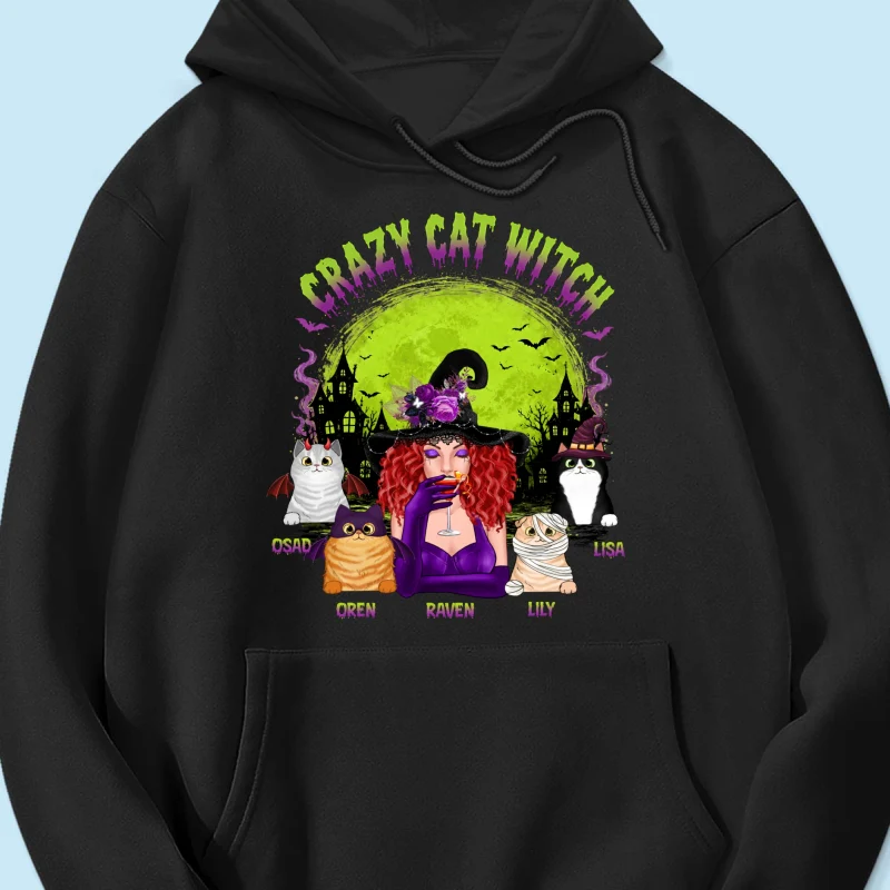 Crazy Cat Witch - Personalized Shirt - Halloween Gift for Cat Moms, Cat Lovers - Image 19