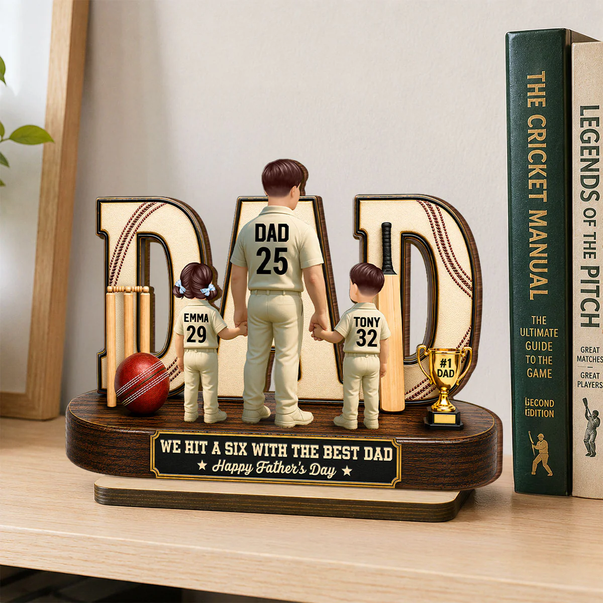 Cricket Dad Legend Hit A Six With The Best Dad - Personalized 2-Layered Wooden Plaque -  Gift For Dad, Husband, Cricket Lovers - Image 3