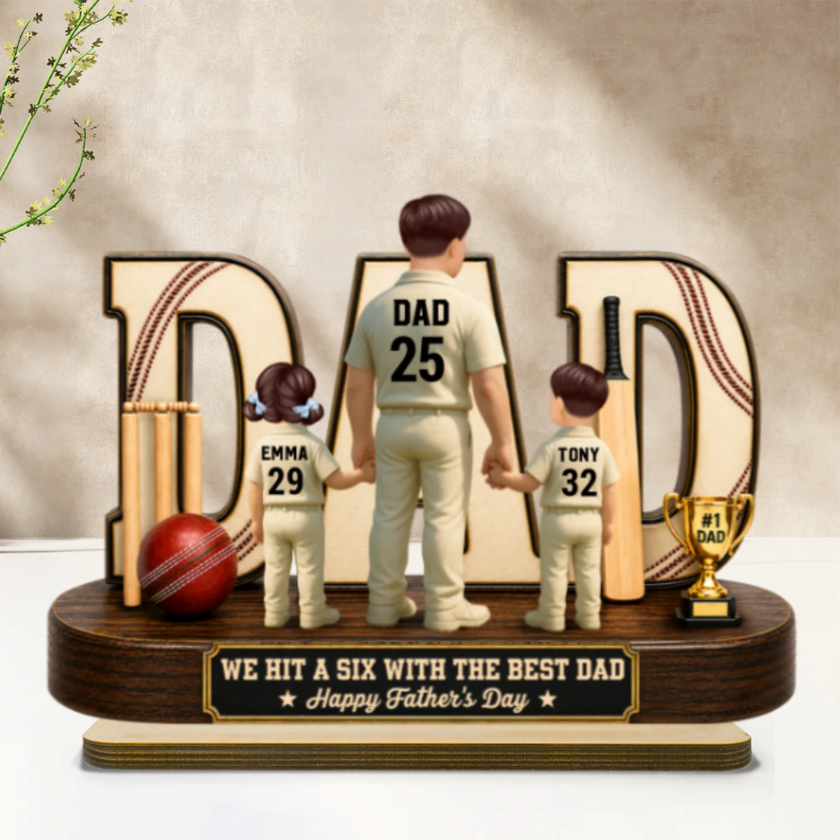 Cricket Dad Legend Hit A Six With The Best Dad - Personalized 2-Layered Wooden Plaque -  Gift For Dad, Husband, Cricket Lovers - Image 9