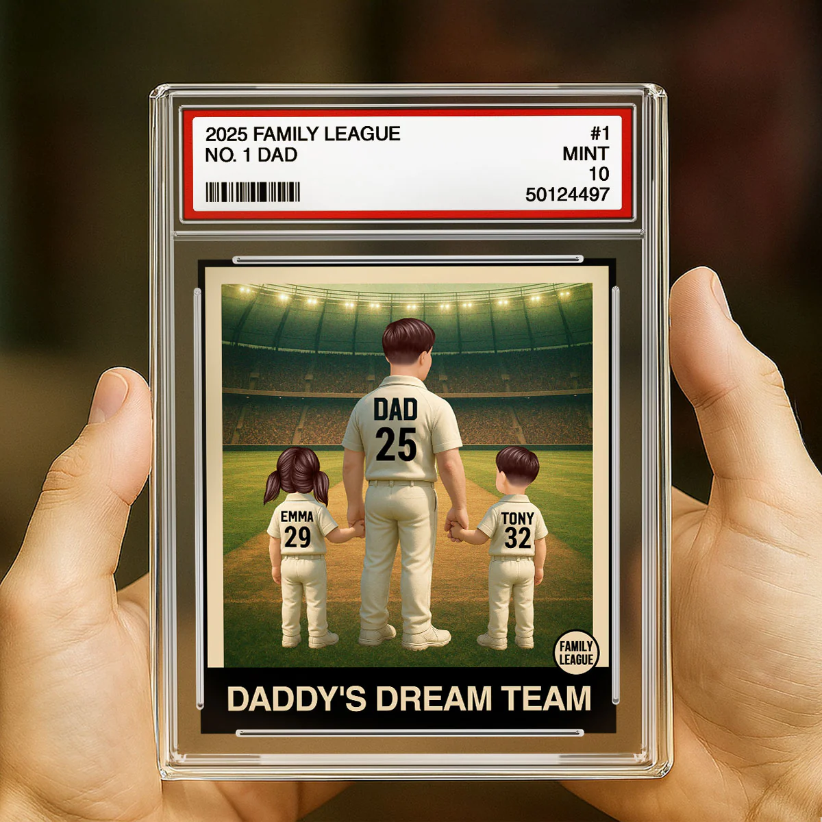Cricket No. 1 Dad Man & Kids Trading Card Style - Personalized Acrylic Block Plaque - Image 5