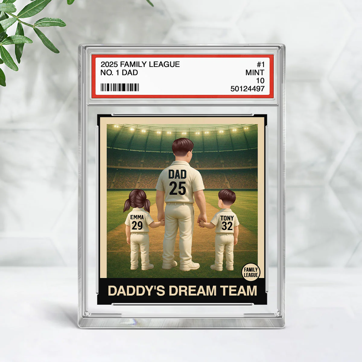 Cricket No. 1 Dad Man & Kids Trading Card Style - Personalized Acrylic Block Plaque - Image 6