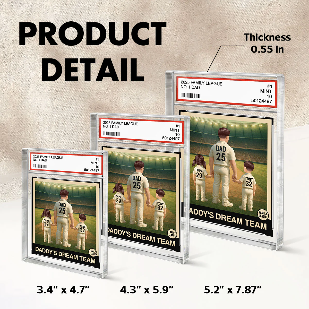 Cricket No. 1 Dad Man & Kids Trading Card Style - Personalized Acrylic Block Plaque - Image 7