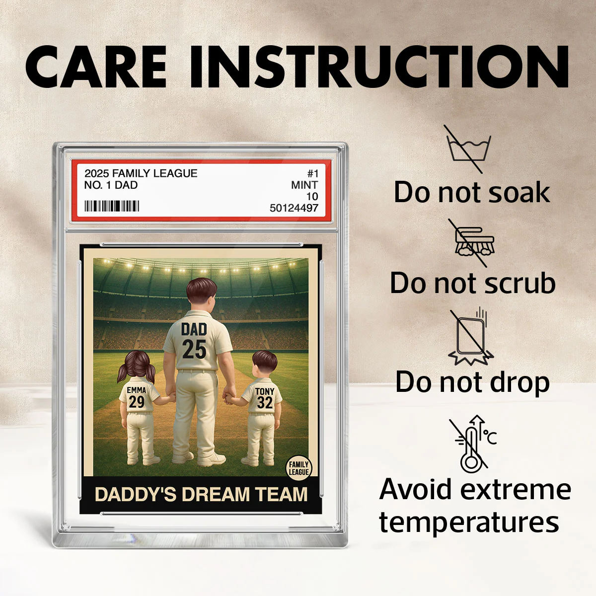 Cricket No. 1 Dad Man & Kids Trading Card Style - Personalized Acrylic Block Plaque - Image 8
