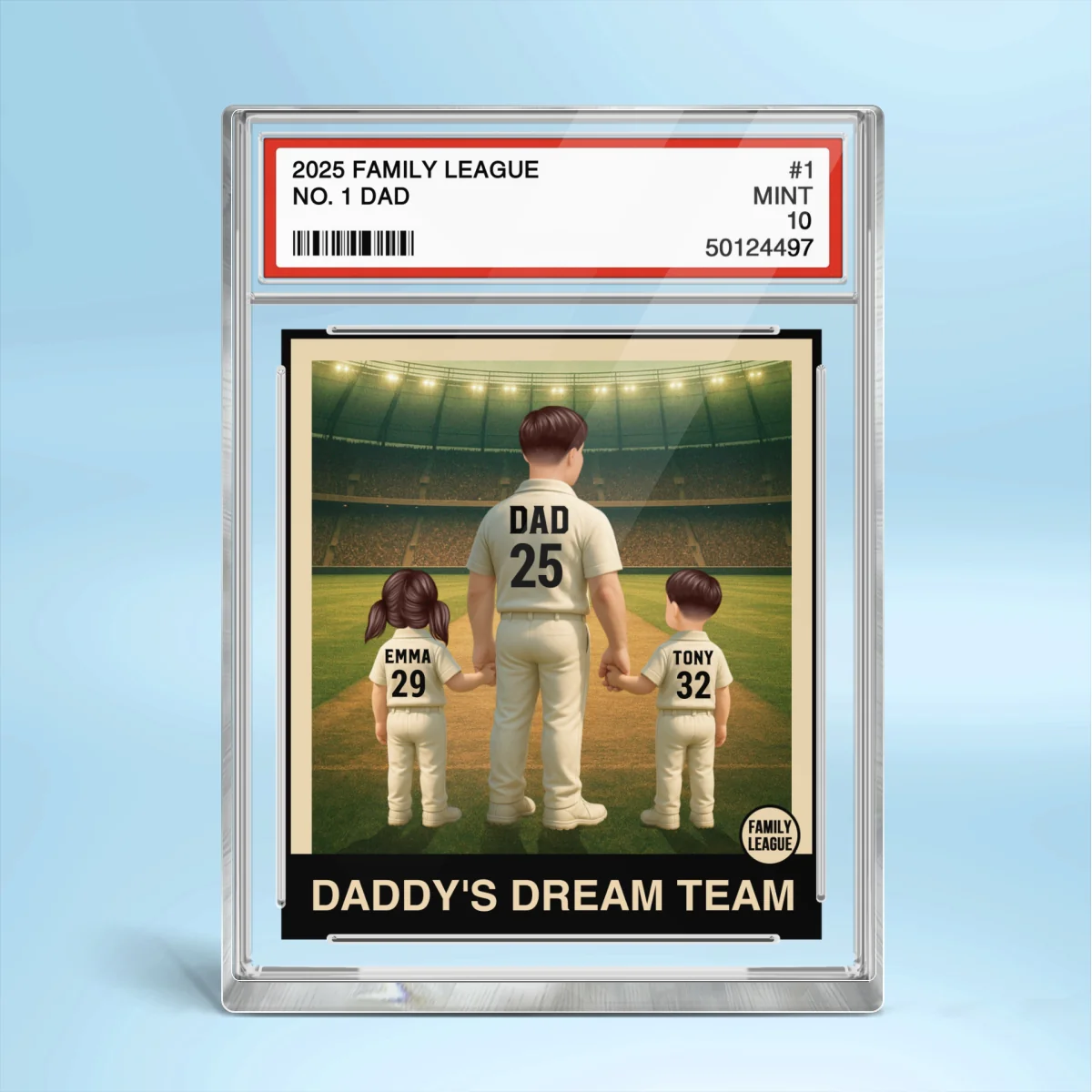 Cricket No. 1 Dad Man & Kids Trading Card Style - Personalized Acrylic Block Plaque - Image 9