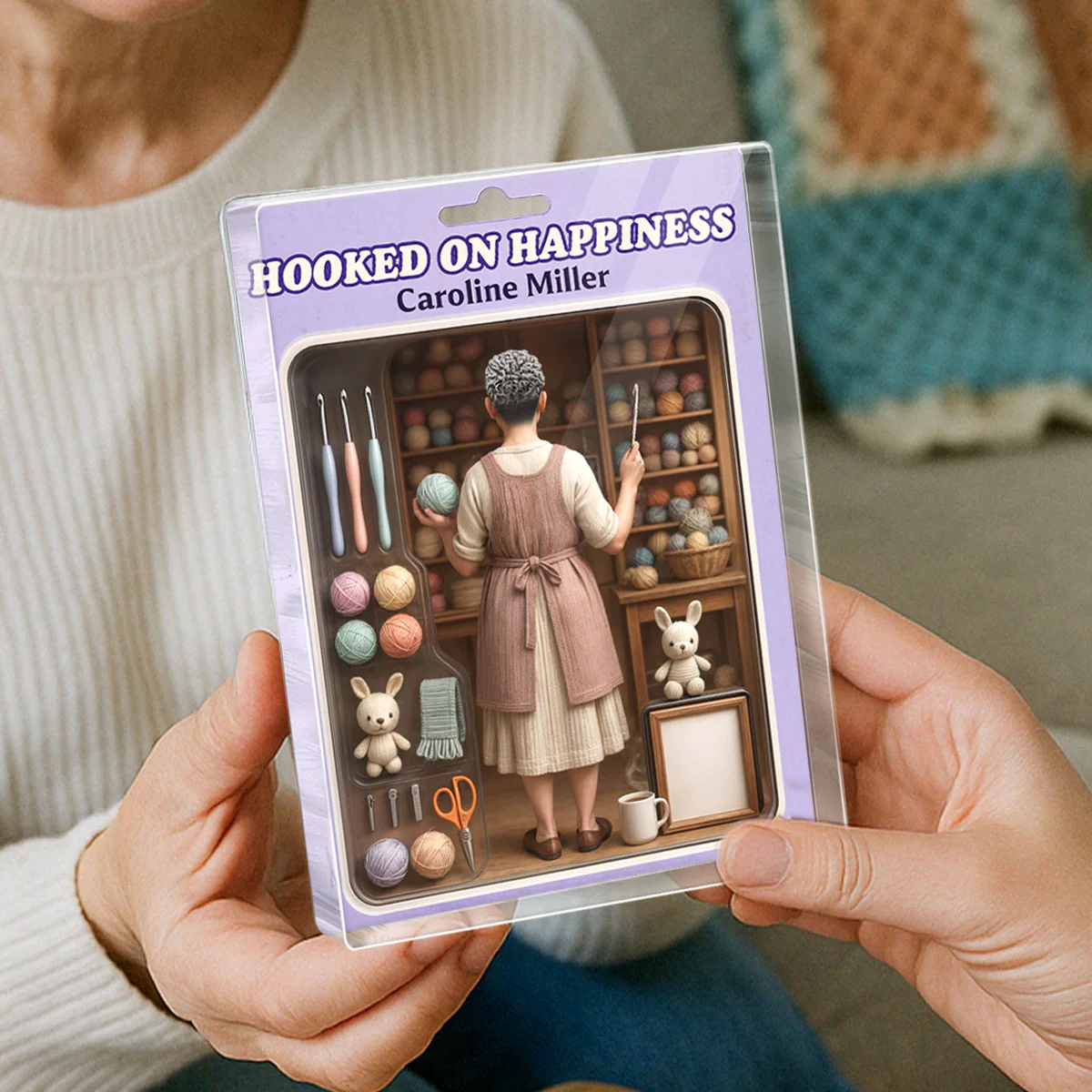 Crocheting Mom Grandma Realistic Figure Style Personalized Acrylic Block Plaque - Image 4