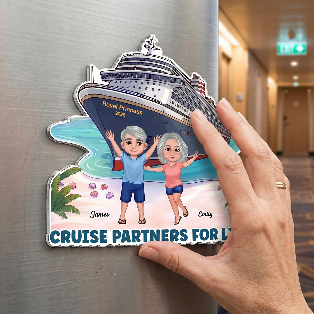 Cruise Trip Happy Couple On The Beach - Personalized Cruise Cabin Door Magnet - Cruise Trip Keepsake - Image 5