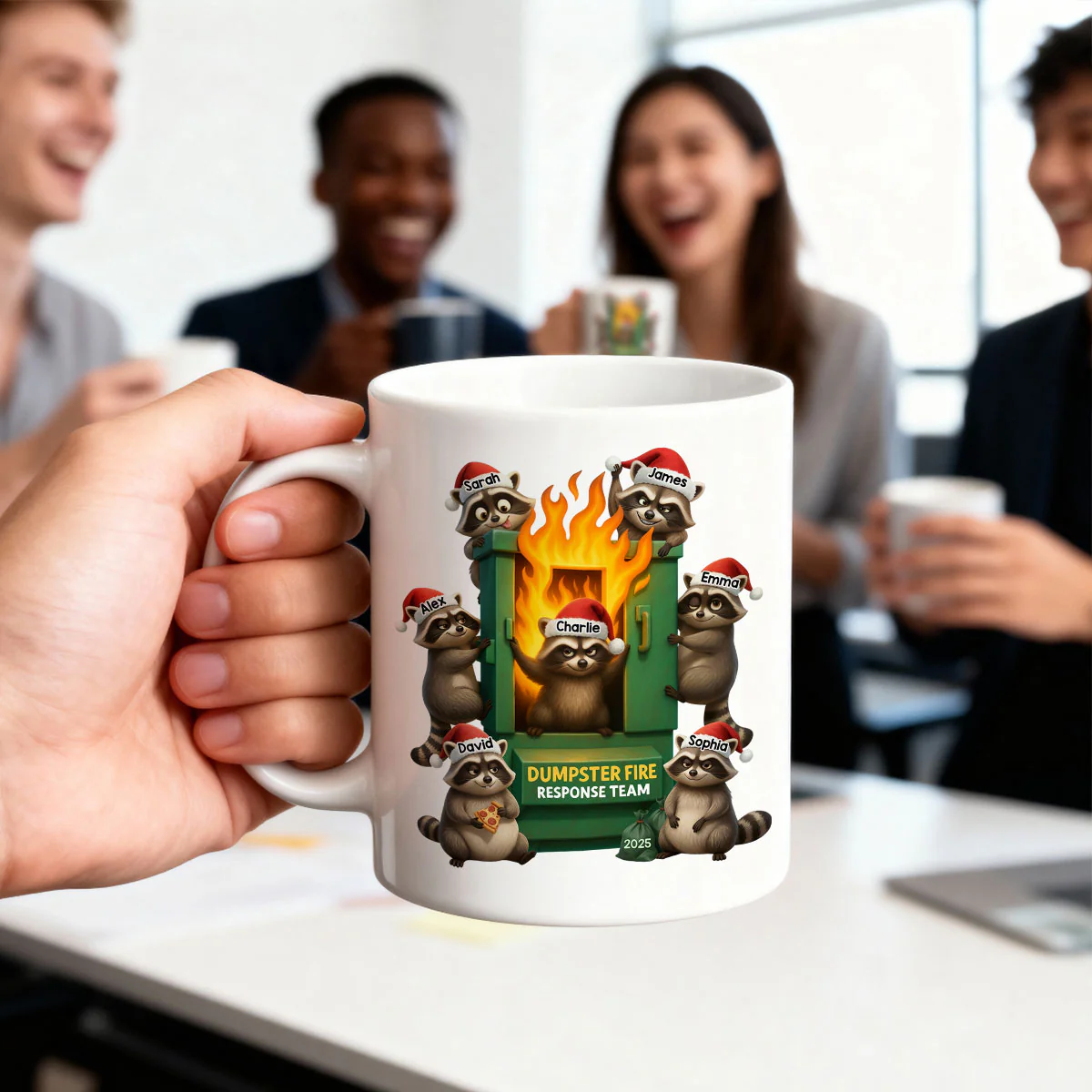 Cunning Raccoon Office Chaos Dumpster Fire Response Team - Personalized Mug - Funny Holiday Gift for Coworkers - Image 2
