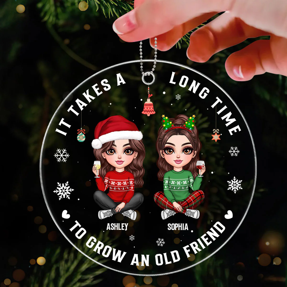 Custom Best Friend Besties Sisters BFF Personalized Acrylic Ornament, Christmas Gift - Image 3