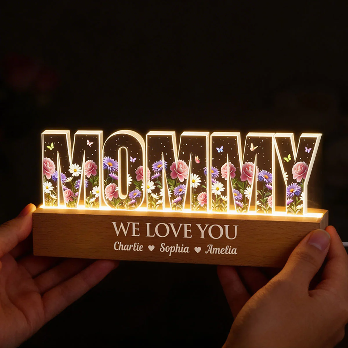Custom Birth Month Flower Printed - Personalized Acrylic Block LED Night Light - Sentimental Mother's Day Gift for Mom, Grandma - Image 6