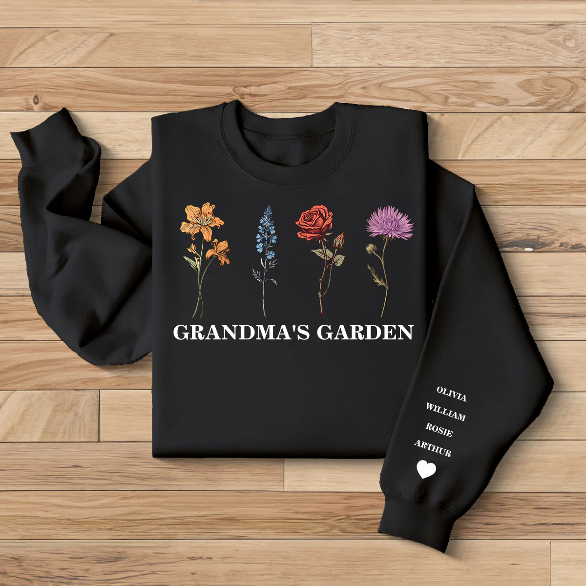 Custom Birth Month Sweatshirt Birth Flower Sweater, Grandma's Garden - Image 2
