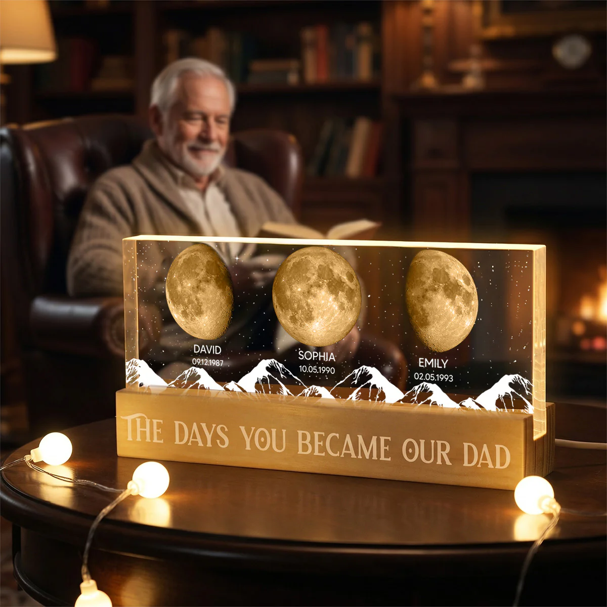 Custom Birth Moon Phase By Date The Days You Became Our Dad - Personalized Acrylic Block LED Night Light - Father's Day Gift For Husband, Dad - Image 4
