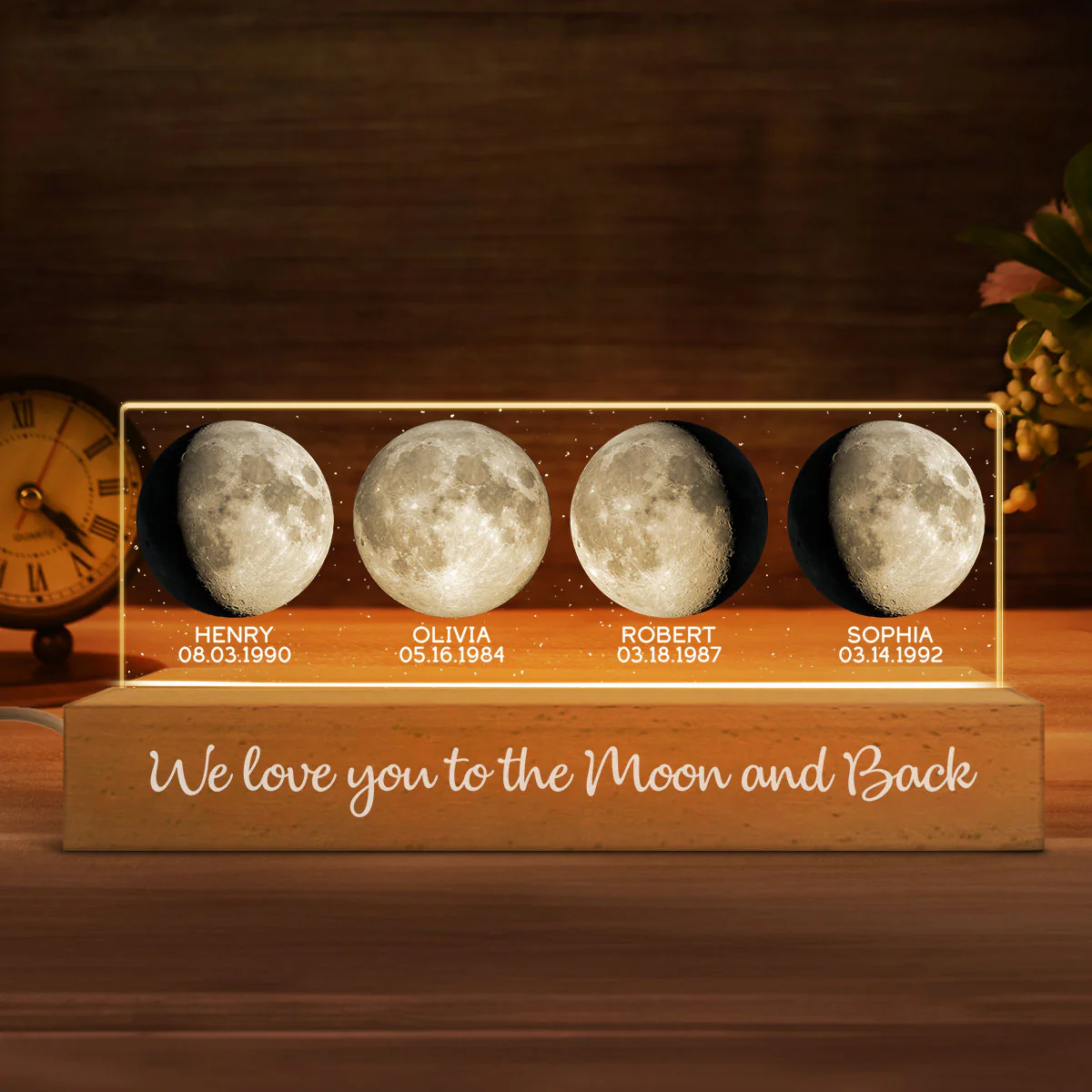 Custom Birth Moon Phase The Day You Become My Mom Personalized Acrylic Block LED Night Light, Gift - Image 6