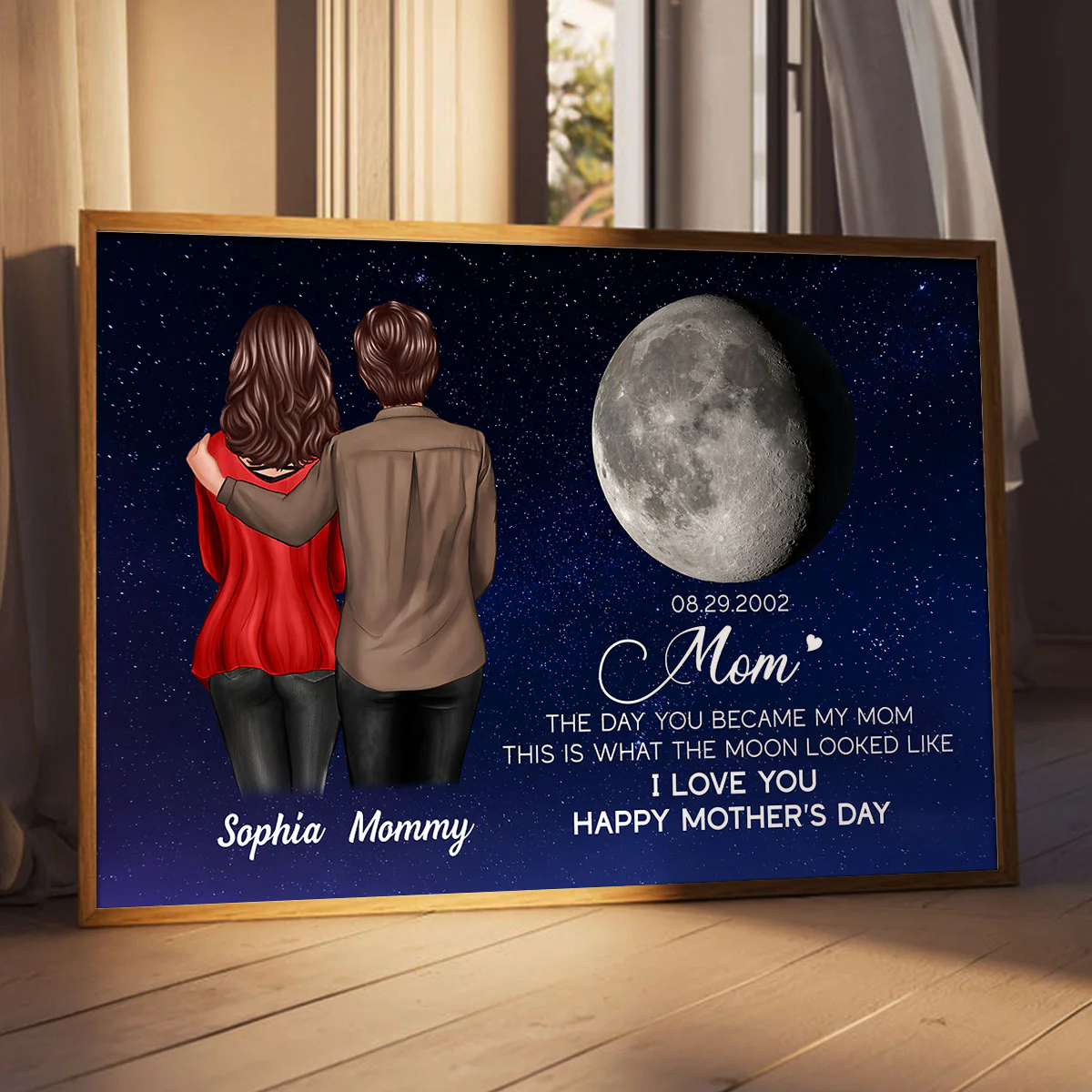 Custom Birthday Moon Phase The Day You Became My Mom Personalized Poster, Gift For Mom - Image 2