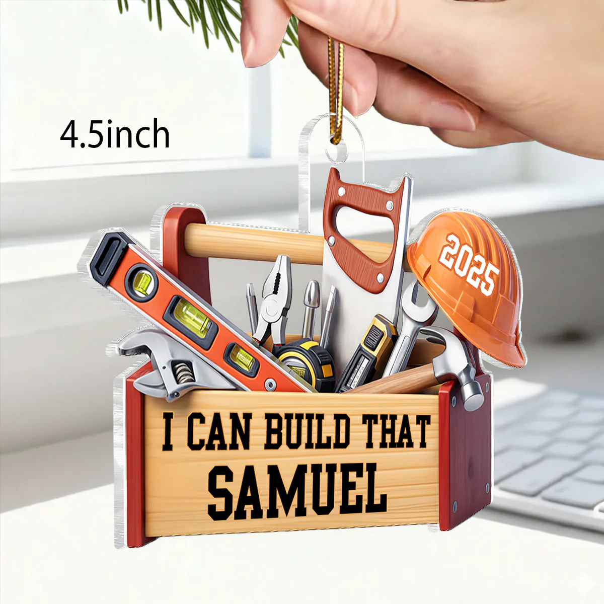 Custom Carpenter Mr Fix it I Can Build That - Personalized Acrylic Ornament - Christmas Gift for Handyman, Woodworker - Image 2