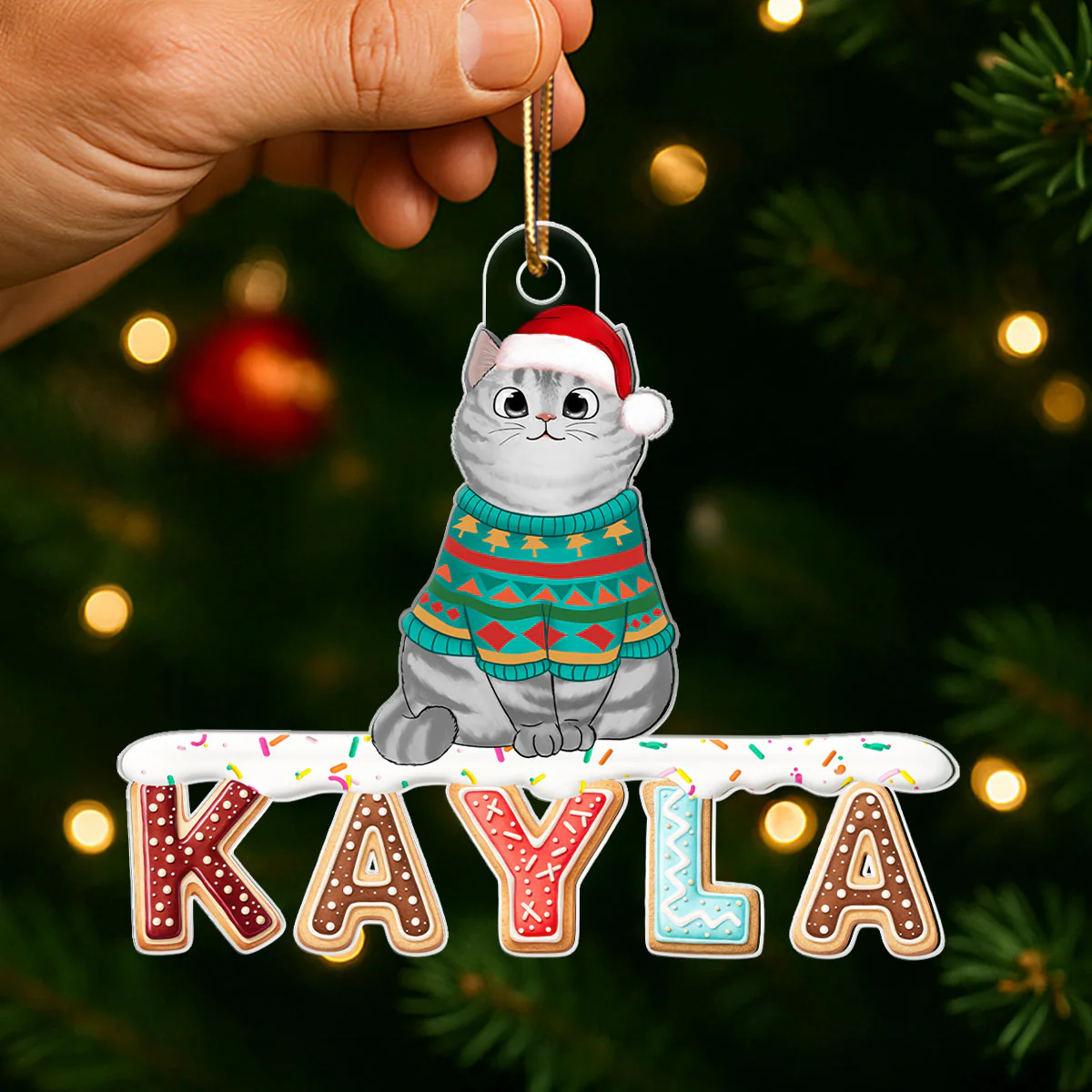 Custom Cat Name Cookies Alphabet - Personalized Acrylic Ornament - Christmas Gift for Pet Lovers - Image 7