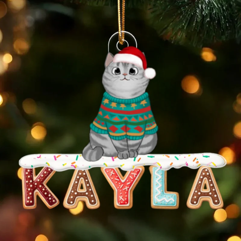 Custom Cat Name Cookies Alphabet - Personalized Acrylic Ornament - Christmas Gift for Pet Lovers - Image 9