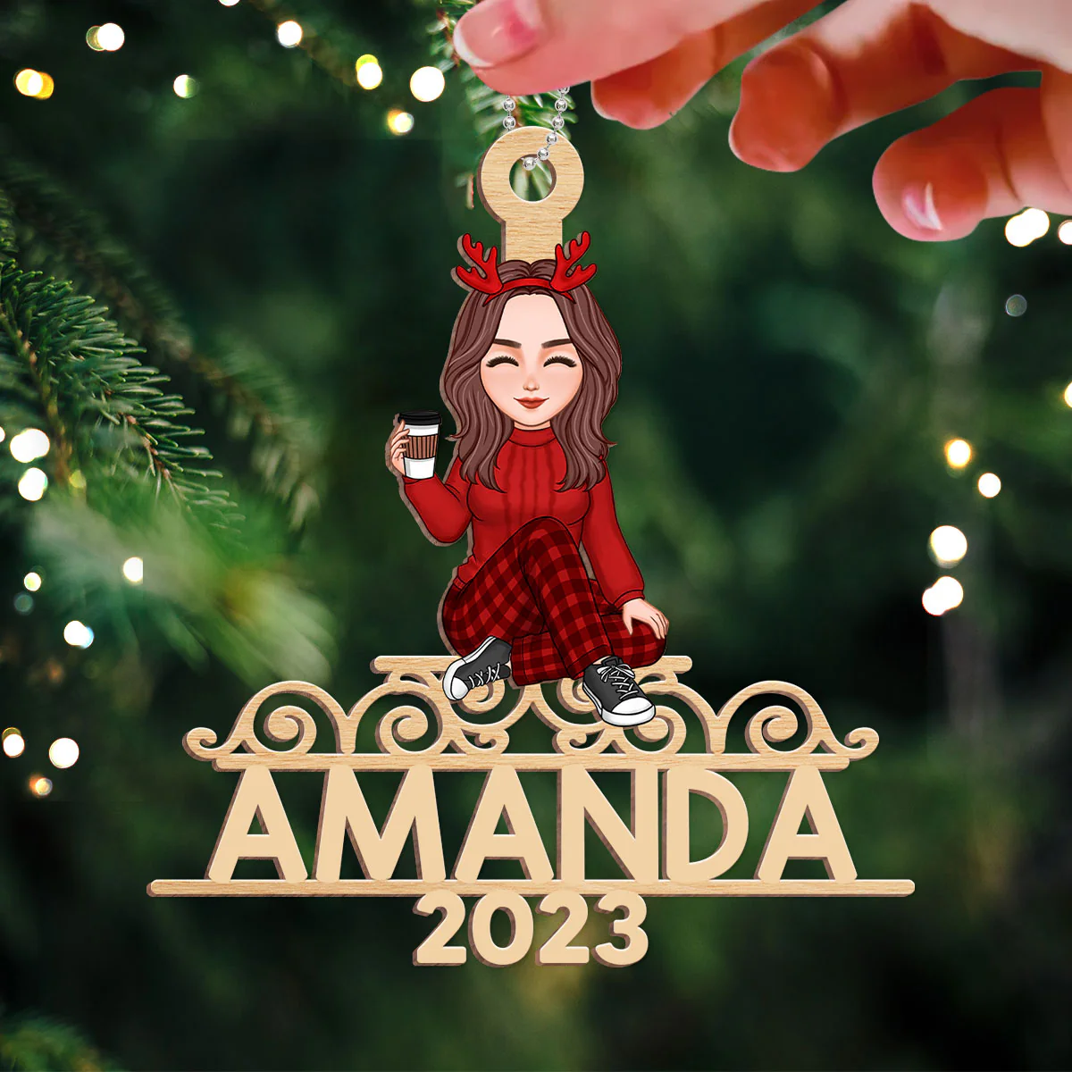 Custom Character And Name Gift For Family Member Personalized Wooden Ornament - Image 3