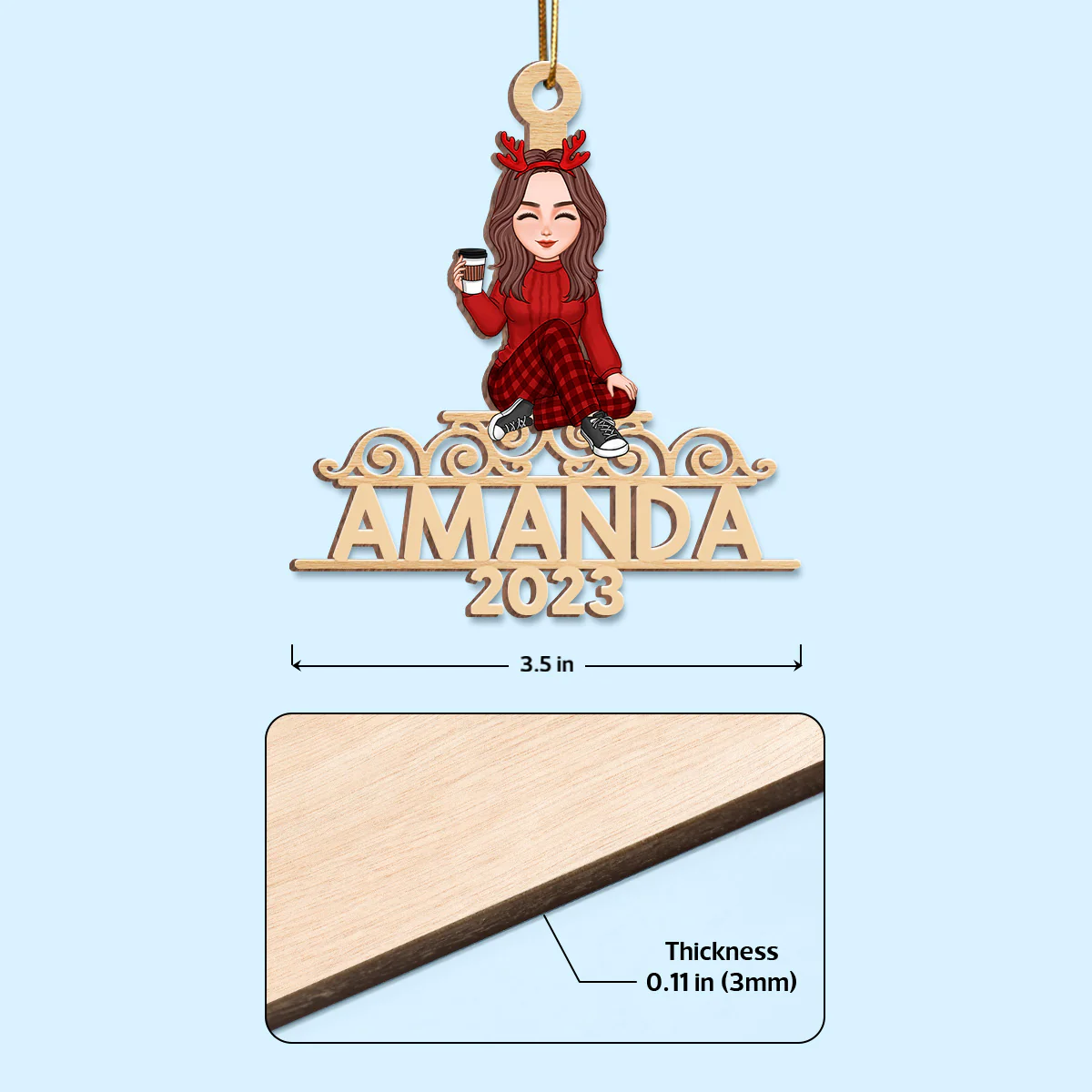 Custom Character And Name Gift For Family Member Personalized Wooden Ornament - Image 4
