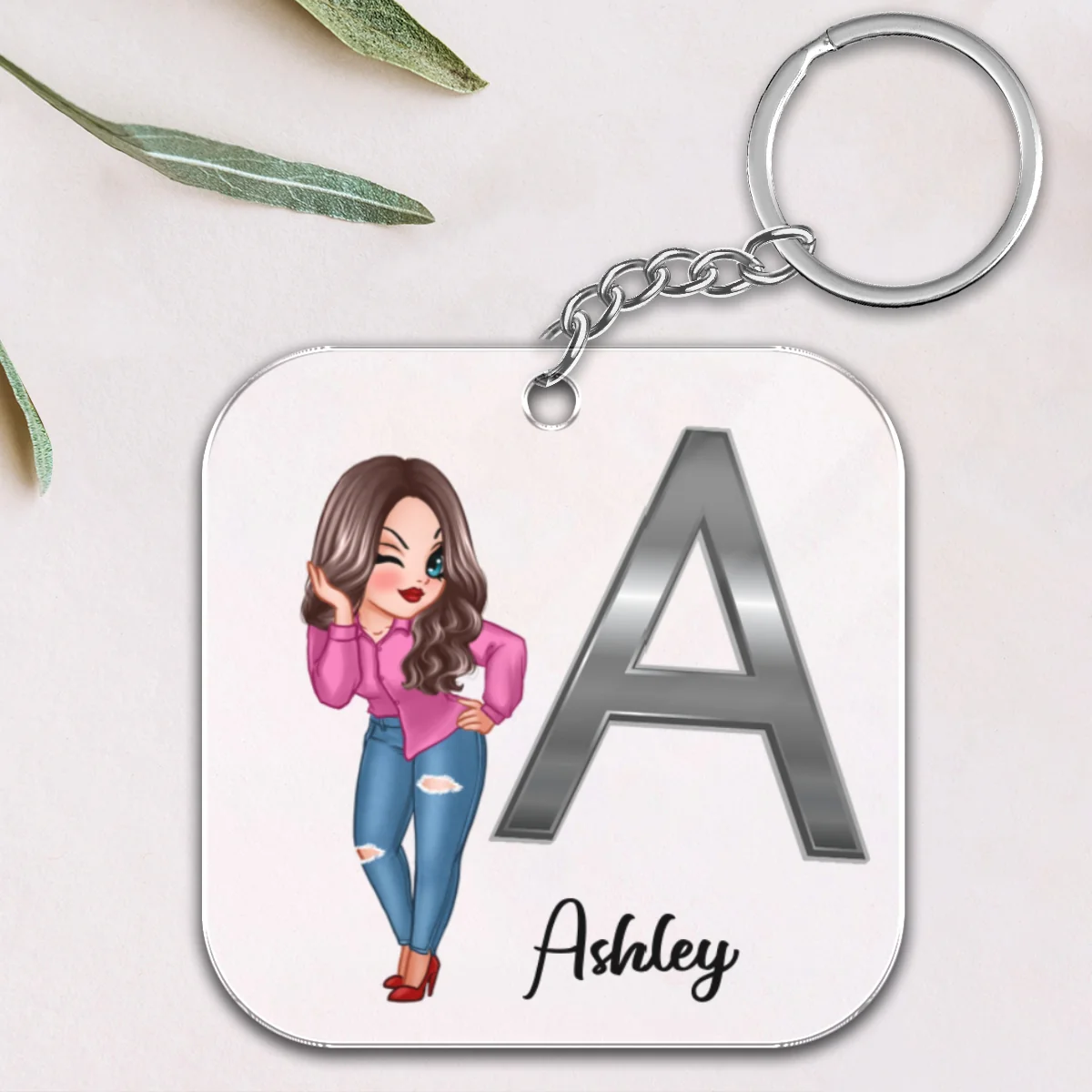 Custom Character & Initial Name Birthday Gift For Family Friends Personalized Acrylic Keychain - Image 4
