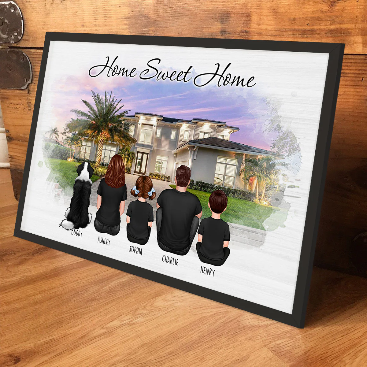 Custom Christmas Family Portrait with House Personalized Poster, House Warming Gift - Image 5