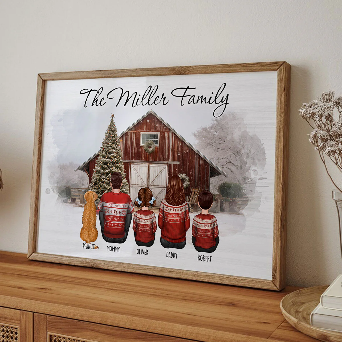 Custom Christmas Family Portrait with House Personalized Poster, House Warming Gift - Image 6