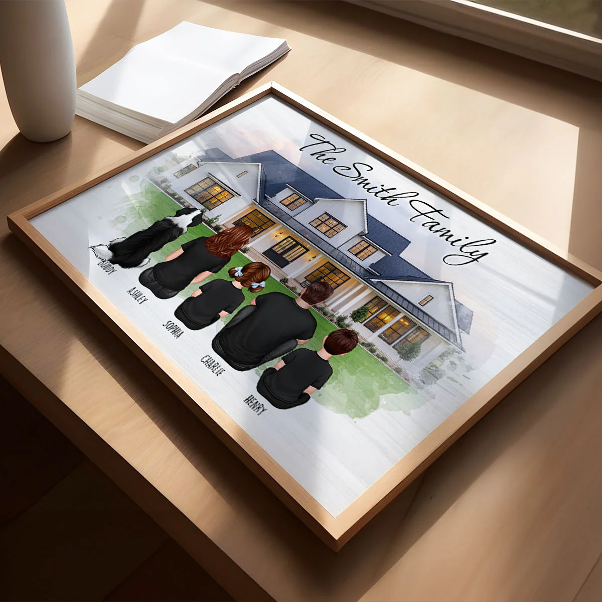 Custom Christmas Family Portrait with House Personalized Poster, House Warming Gift - Image 7