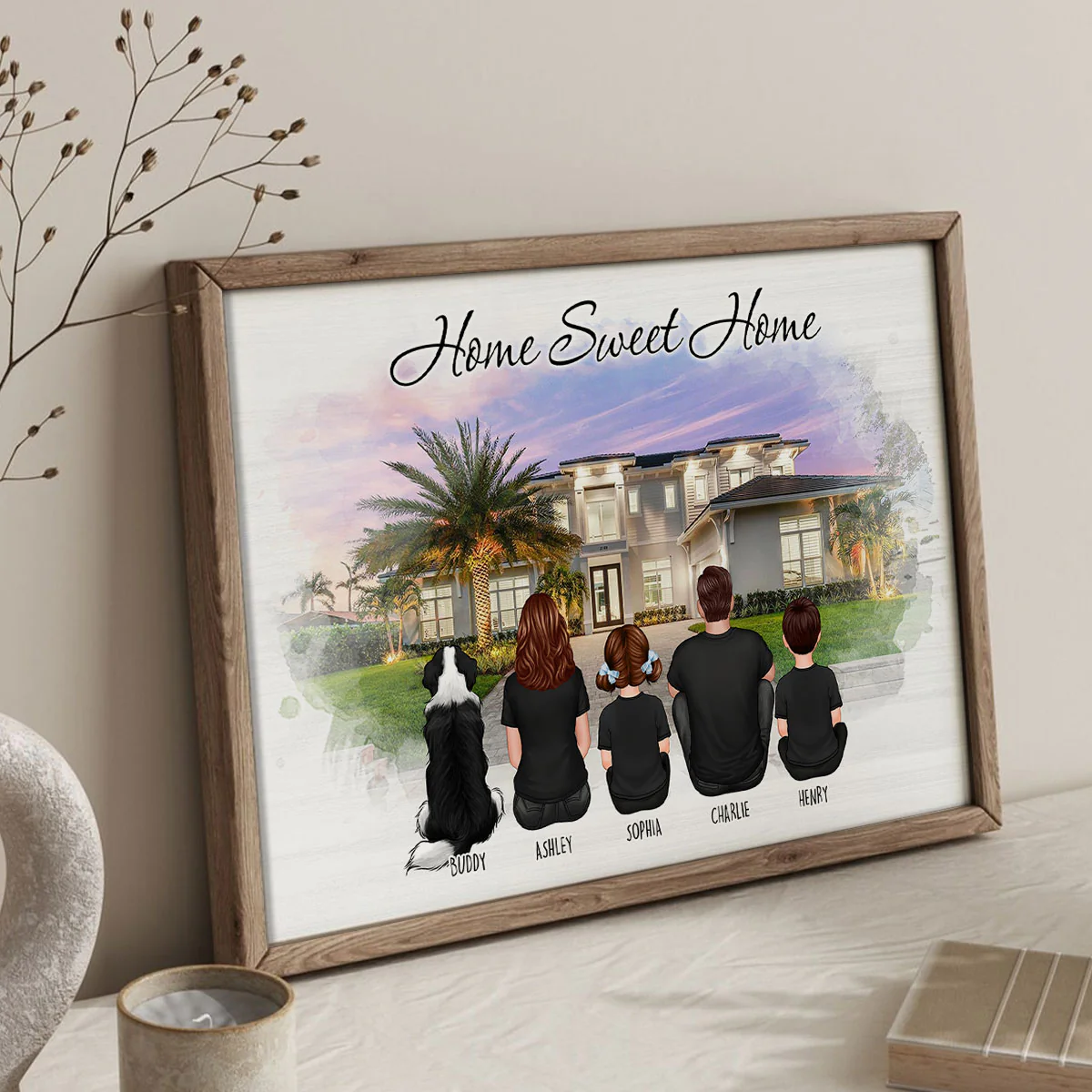 Custom Christmas Family Portrait with House Personalized Poster, House Warming Gift - Image 8
