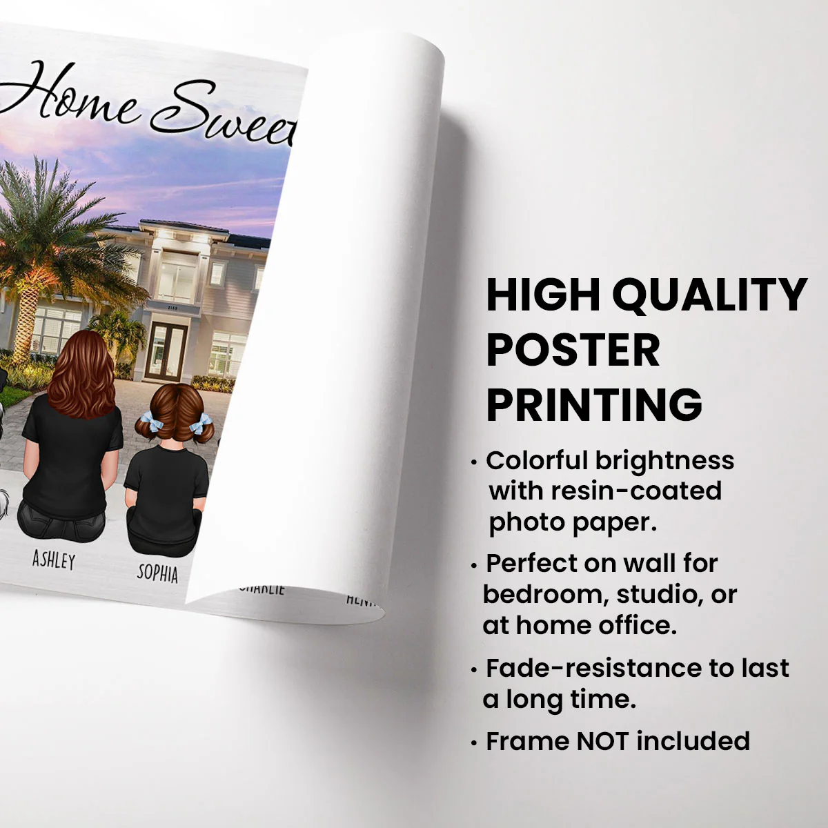 Custom Christmas Family Portrait with House Personalized Poster, House Warming Gift - Image 9
